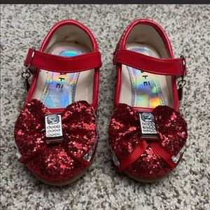 Fashi Ruby Red Sequin Mary Jane Shoes